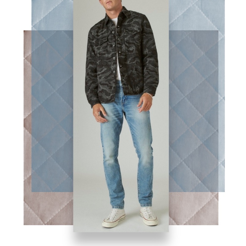Lucky Brand Camouflage Button Down Shirt Jacket
